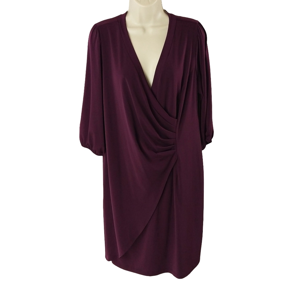 AGB Woman Italian  Eggplant Purple Long Sleeve Dress